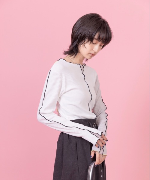 tシャツ チュールレイヤード配色メロウトップス レディース Eimee Law tシャツ チュールレイヤード配色メロウトップス
