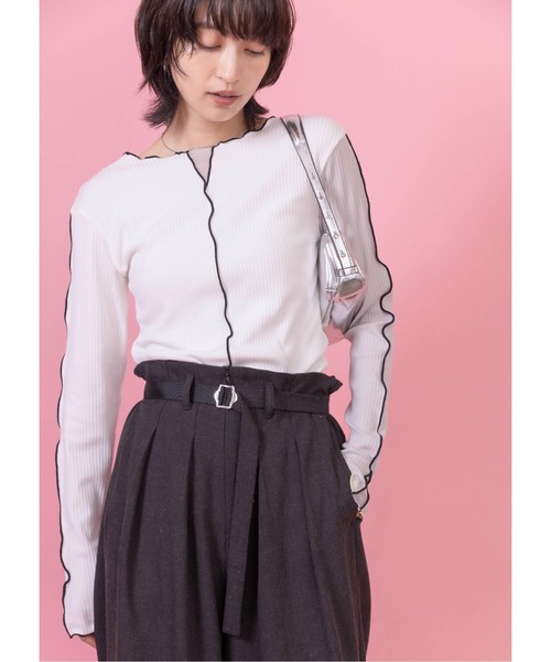 tシャツ チュールレイヤード配色メロウトップス レディース Eimee Law tシャツ チュールレイヤード配色メロウトップス