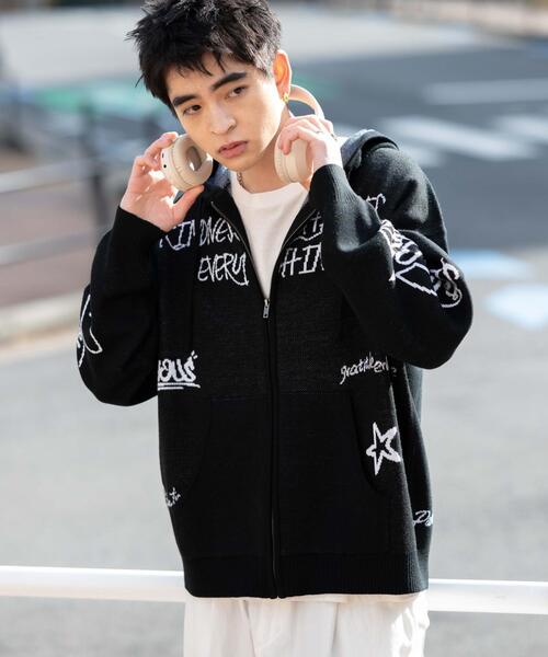 WEGO（ウィゴー） カーディガン WEGO/ジャガードグラフィックニットZIP