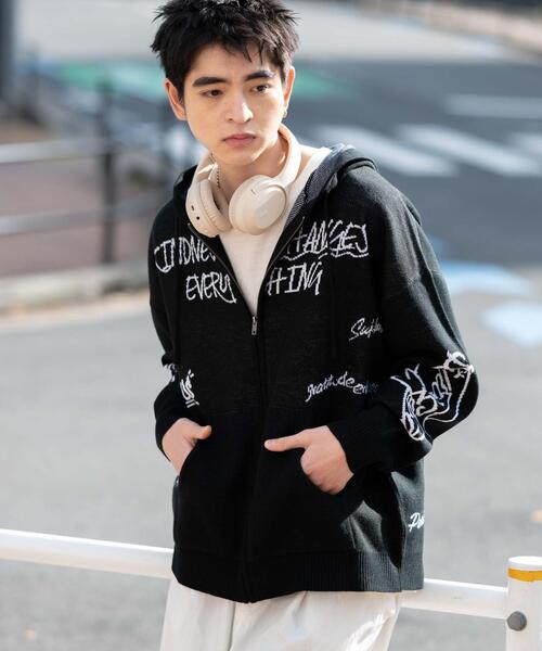 WEGO（ウィゴー） カーディガン WEGO/ジャガードグラフィックニットZIP