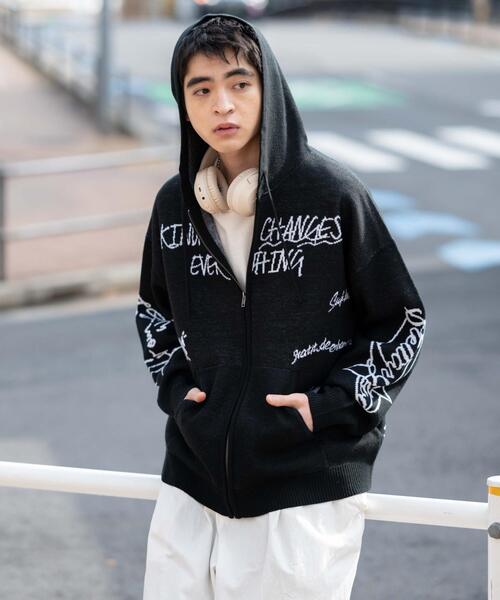 WEGO（ウィゴー） カーディガン WEGO/ジャガードグラフィックニットZIP