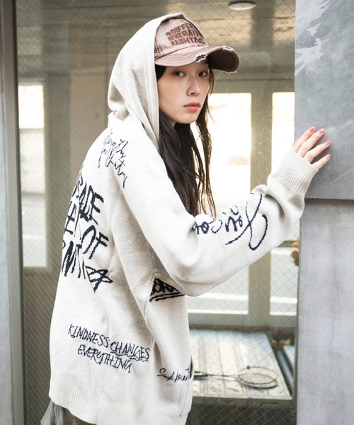 WEGO（ウィゴー） カーディガン WEGO/ジャガードグラフィックニットZIP
