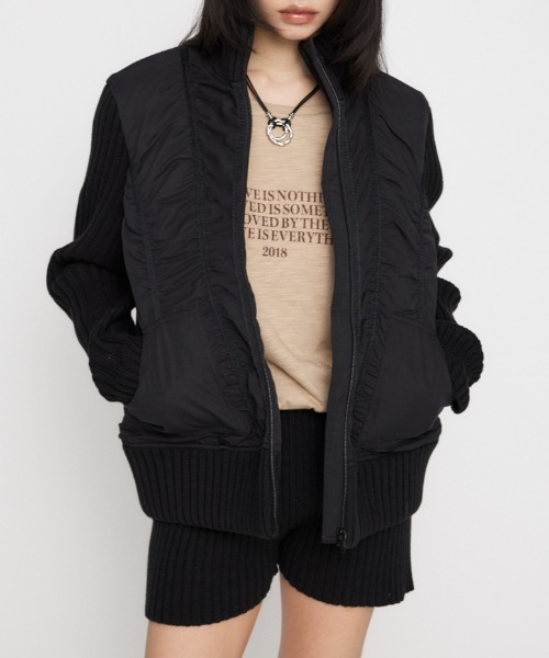 LAGUA GEM ブルゾン アウター KNIT DOCKING レディース