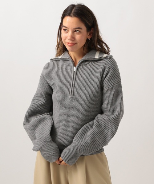 BAYFLOW（ベイフロー） ニット セーター ラインカラーハーフジッププル