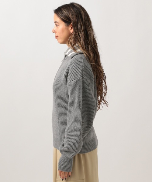 しわわ BAYFLOW（ベイフロー） ニット セーター ラインカラーハーフジッププル