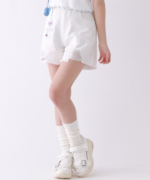 パンツ ダメージデニムショートパンツ キッズ 子供服 女の子 | repipi armario | 01