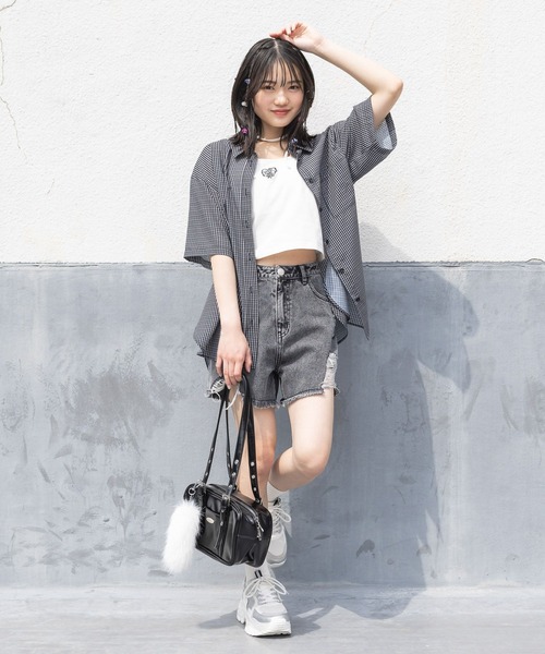 パンツ ダメージデニムショートパンツ キッズ 子供服 女の子 | repipi armario | 05