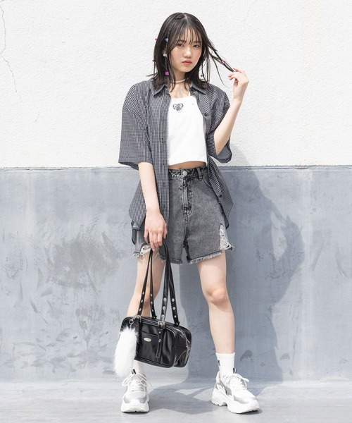 パンツ ダメージデニムショートパンツ キッズ 子供服 女の子 | repipi armario | 06