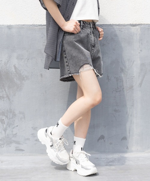 パンツ ダメージデニムショートパンツ キッズ 子供服 女の子 | repipi armario | 07