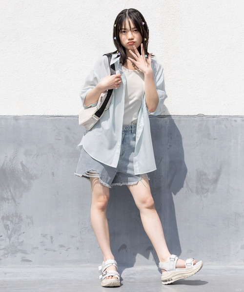 パンツ ダメージデニムショートパンツ キッズ 子供服 女の子 | repipi armario | 08