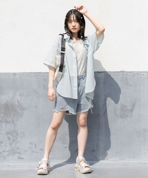 パンツ ダメージデニムショートパンツ キッズ 子供服 女の子 | repipi armario | 09