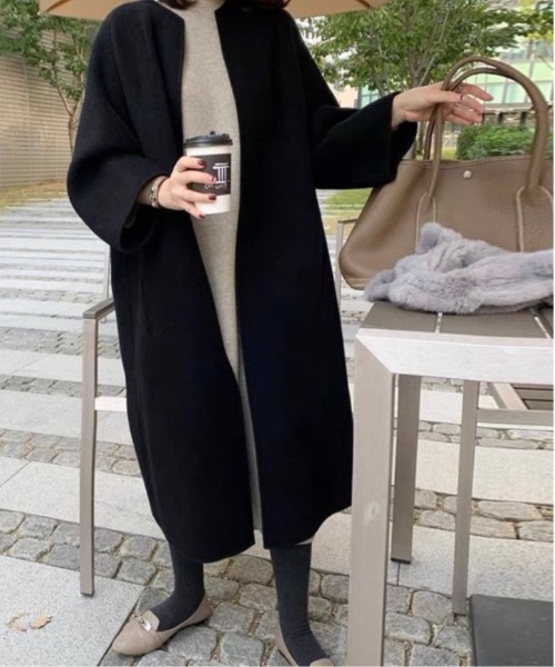 sakishimatokyo ノーカラーコート FREE ブラック レディース