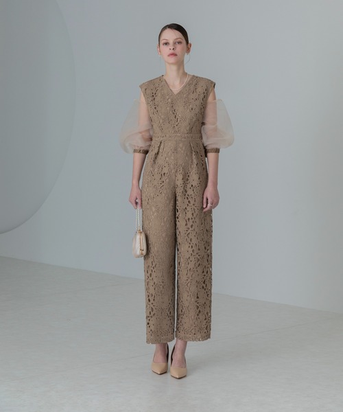 Leja パンツドレス 「LEJA」2WAYシアースリーブ花柄パンツドレス