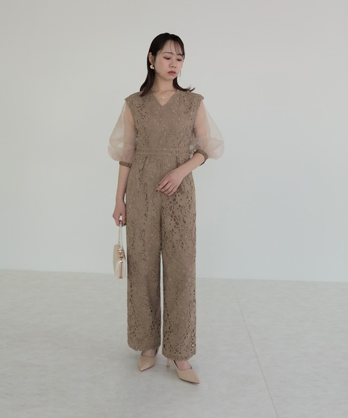Leja パンツドレス 「LEJA」2WAYシアースリーブ花柄パンツドレス