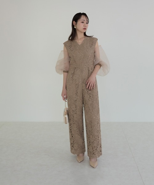 leja パーティードレス オケージョン お呼ばれ 結婚式 二次会 Leja パンツドレス 「LEJA」2WAYシアースリーブ花柄パンツドレス