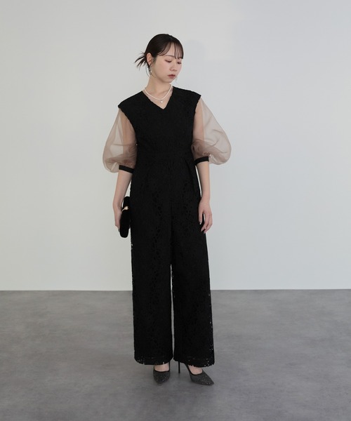 Leja パンツドレス 「LEJA」2WAYシアースリーブ花柄パンツドレス