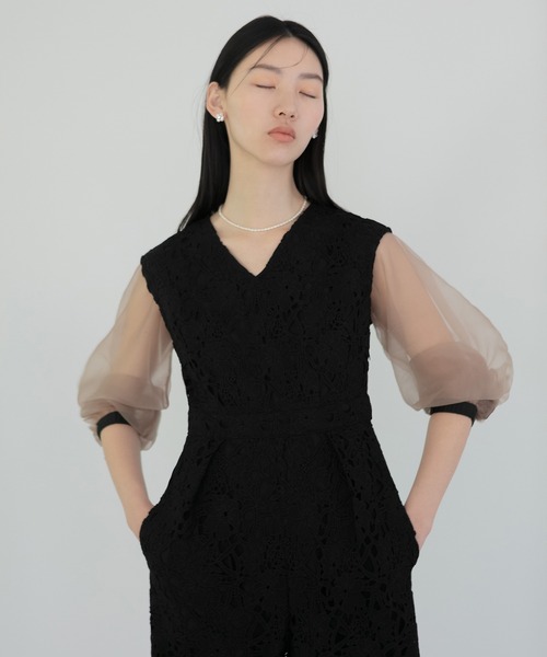 Leja パンツドレス 「LEJA」2WAYシアースリーブ花柄パンツドレス