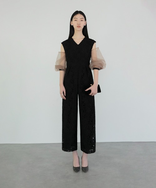 Leja パンツドレス 「LEJA」2WAYシアースリーブ花柄パンツドレス