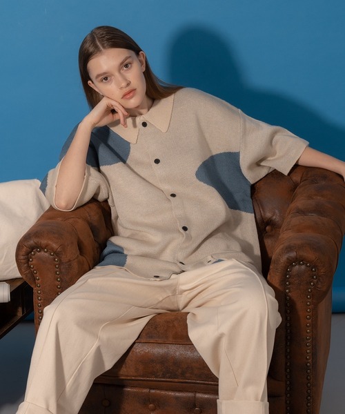 ONCILY 「ONCILY」 半袖ニット MEDIUM ネイビー メンズ