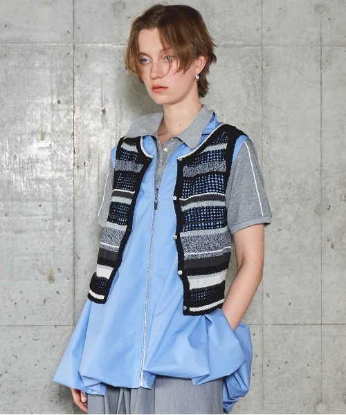 【美品】トリースポーツ キルティングベスト S MAISON SPECIAL ベスト ジレ 2way Multi Border Tank Top/2WAY