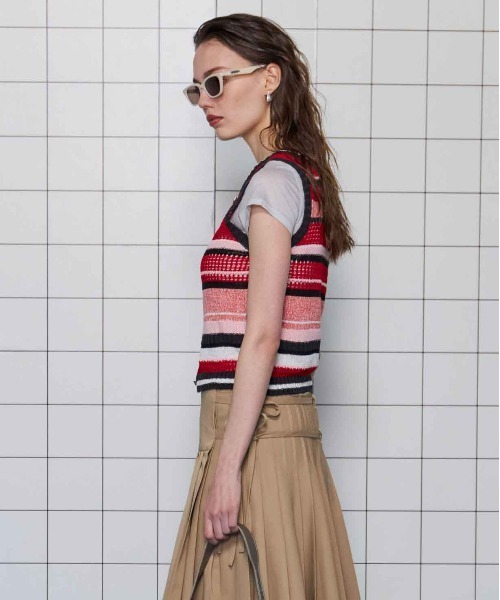 ベスト ジレ 2way Multi Border Tank Top/2WAYマルチボーダータンクトップ「MAISON SPECIAL/メゾンスペシャル MAISON SPECIAL ベスト ジレ 2way Multi Border Tank Top/2WAY