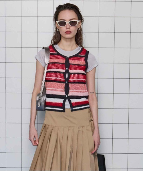 MAISON SPECIAL ベスト ジレ 2way Multi Border Tank Top/2WAY