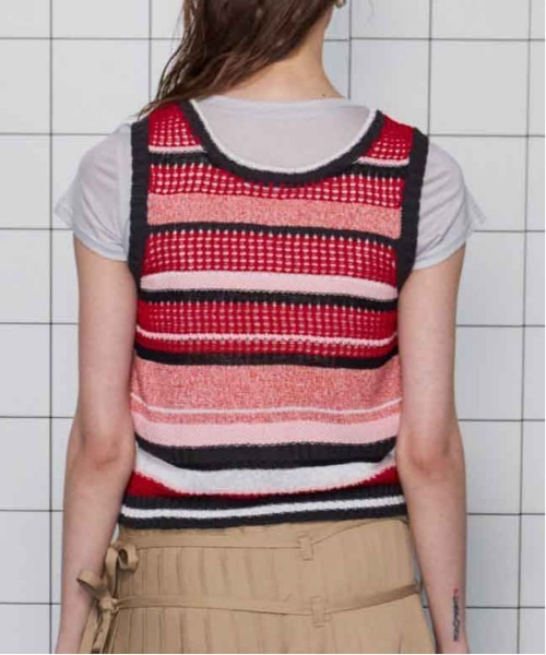 ベスト ジレ 2way Multi Border Tank Top/2WAYマルチボーダータンクトップ「MAISON SPECIAL/メゾンスペシャル MAISON SPECIAL ベスト ジレ 2way Multi Border Tank Top/2WAY