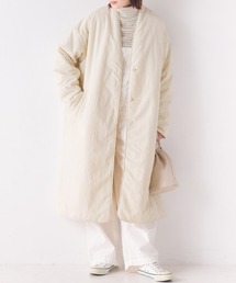 「OMNES」 ノーカラーコート FREE アイボリー レディースの画像2