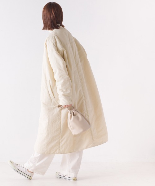 「OMNES」 ノーカラーコート FREE アイボリー レディース_画像4