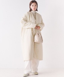 「OMNES」 ノーカラーコート FREE アイボリー レディースの画像5
