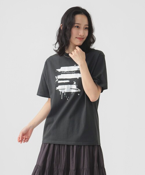 B：MING by BEAMS tシャツ 箔プリント レターロゴ Tシャツ