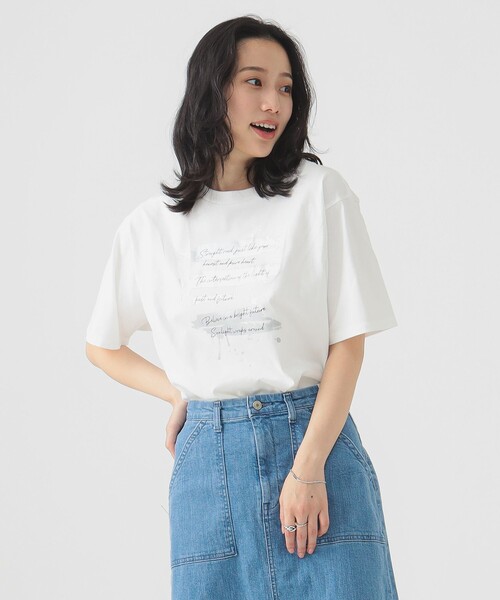CHANMINA プリントTシャツ 未開封 B：MING by BEAMS tシャツ 箔プリント レターロゴ Tシャツ