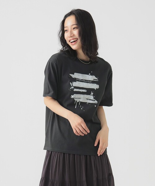 B：MING by BEAMS tシャツ 箔プリント レターロゴ Tシャツ