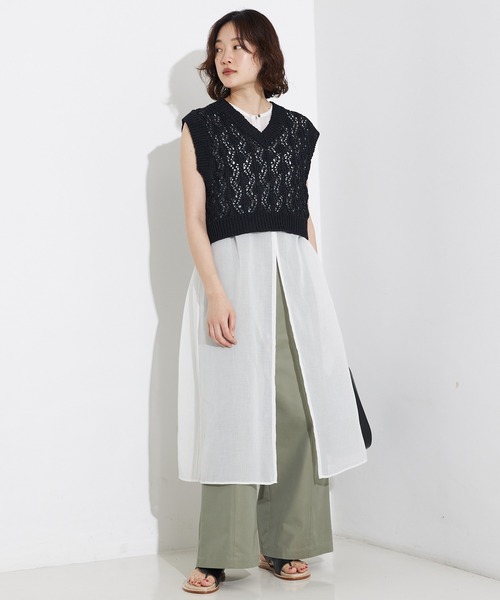 ブラウス シャツ ソフトオーガンジーロングブラウス/夏服/シアーシャツ レディース qualite ブラウス シャツ ソフトオーガンジーロングブラウス
