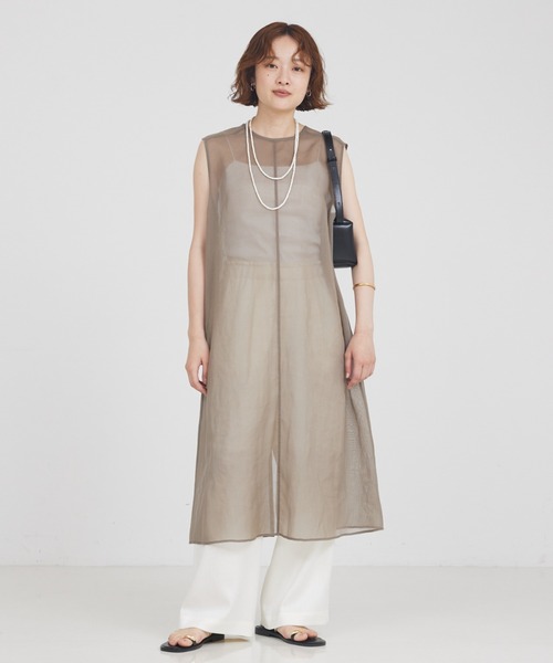 カリテ（qualite）/ソフトオーガンジーロングブラウス qualite（カリテ） ブラウス シャツ ソフトオーガンジーロングブラウス