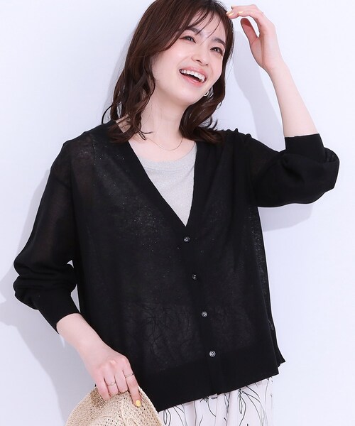 カーディガン 「洗える」SILKY RAYON STRETCH Vネック カーディガン レディース カーディガン 「洗える」SILKY RAYON STRETCH Vネック
