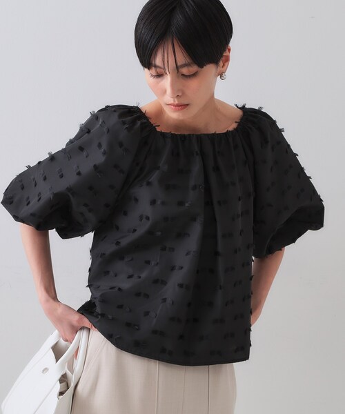 ブラウス シャツ ジャガードボリュームブラウス レディース OPAQUE.CLIP ブラウス シャツ ジャカードボリュームブラウス