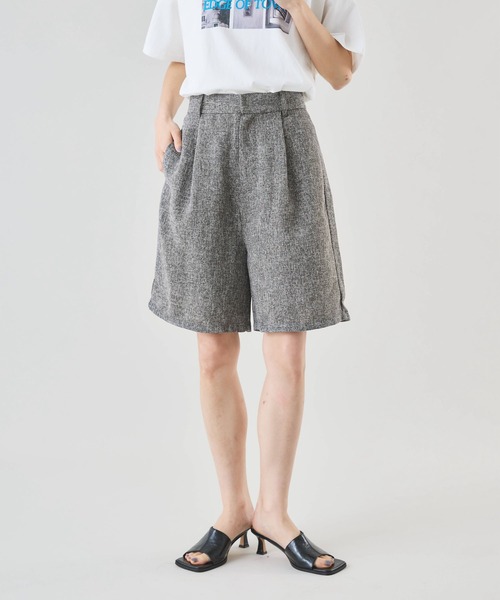Muscat ハーフパンツ パンツ 「セットアップ可」サマーツイードタック