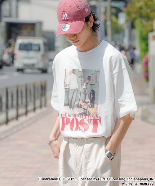 tシャツ 「THE SATURDAY EVENING POST」Going＆coming グラフィックプリントTシャツ レディース メンズ THE SATURDAY EVENING POST】Going&coming グラフィックプリント