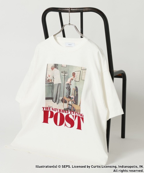 tシャツ 「THE SATURDAY EVENING POST」Road block グラフィックプリントTシャツ レディース メンズ TETE HOMME tシャツ 「THE SATURDAY EVENING POST」Road block