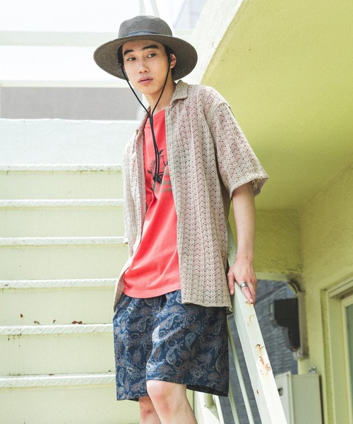 niko and…（ニコアンド） シャツ ラッセル透かし編み柄シャツ メンズ