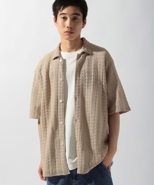 niko and…（ニコアンド） シャツ ラッセル透かし編み柄シャツ メンズ