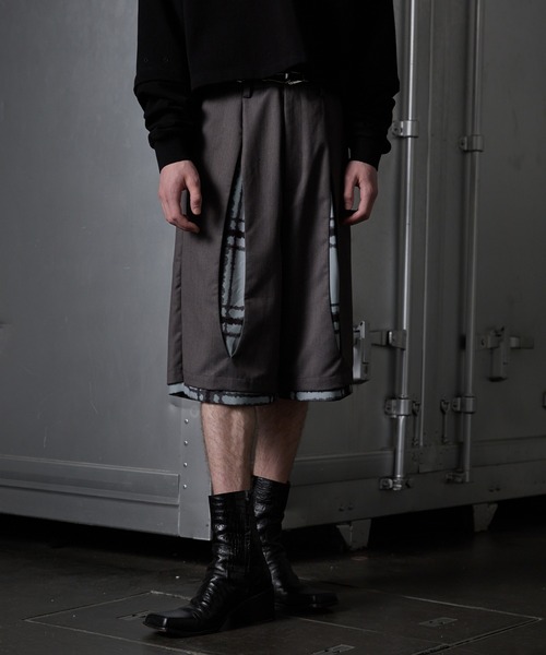 GRANCY レイヤードデザインハーフスラックス GRANCY】Layered Design Half Slacks / レイヤードデザイン
