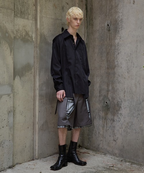 GRANCY レイヤードデザインハーフスラックス GRANCY】Layered Design Half Slacks / レイヤードデザイン