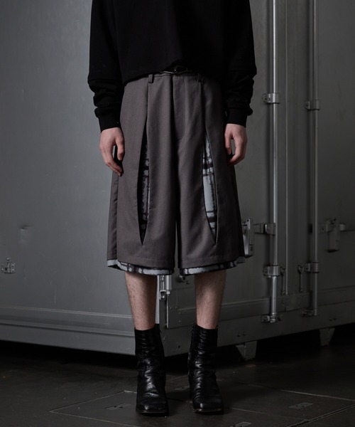 【grancy】ナイロンパンツSサイズ GRANCY】Button Layered Design Nylon Pants / ボタンレイヤード