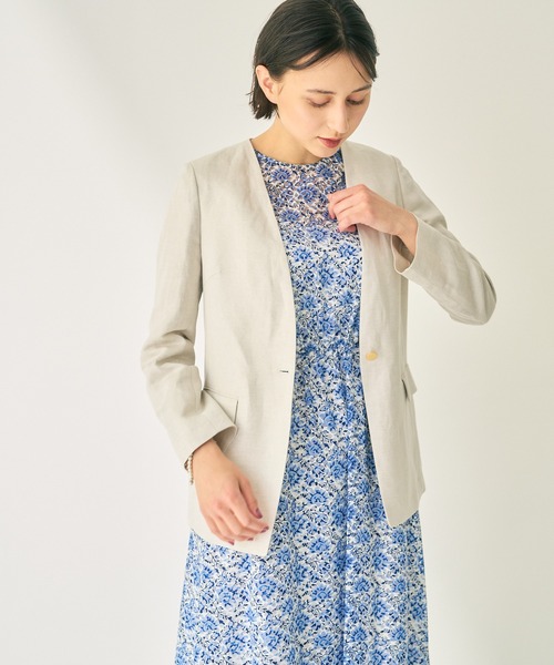極美品】アナイノーカラージャケット38M春夏薄手おしゃれ