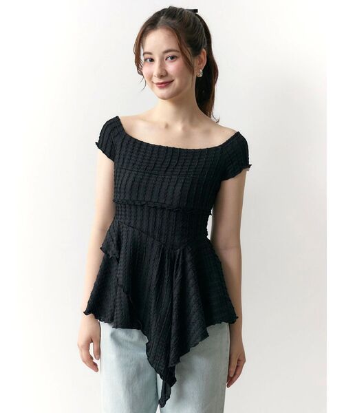 tシャツ アシンメトリーヘムウェーブトップス レディース