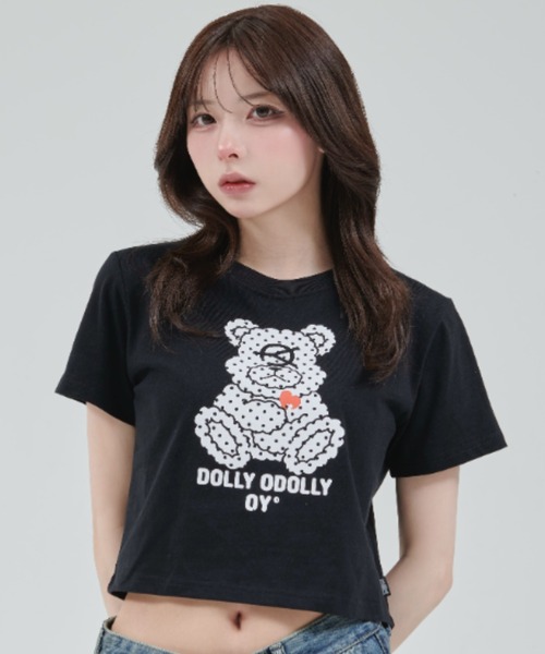 tシャツ 「OY/オーワイ」DOT DOLLY CROPPED TEE/ドットドリークロップ半袖Tシャツ レディース