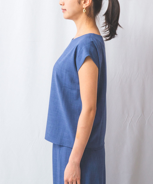 NARACAMICIE / ナラカミーチェ 【NARACAMICIE】【セットアップ対応】シャンブレー半袖ブラウス NARACAMICIE ブラウス シャツ 「NARACAMICIE」「セットアップ