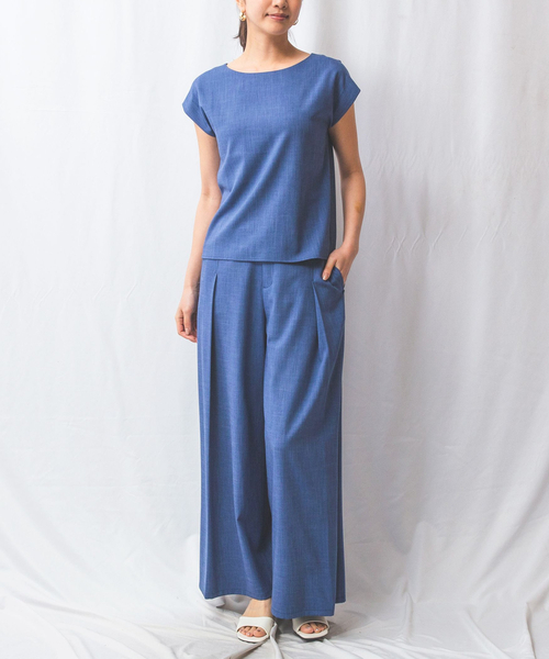 【NARACAMICIE】【セットアップ対応】シャンブレー半袖ブラウス NARACAMICIE ブラウス シャツ 「NARACAMICIE」「セットアップ